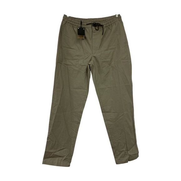 Massimo Dutti Men Pants Large Khaki Green Cotton Trouser Drawstring 0010/011 NWT